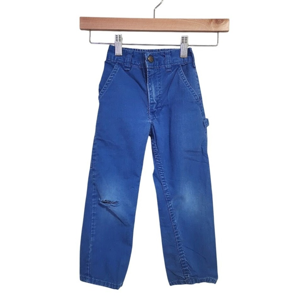 OSHKOSH VINTAGE USA Carpenter Workwear Pants Blue Talon Zip‎ Toddler 4S